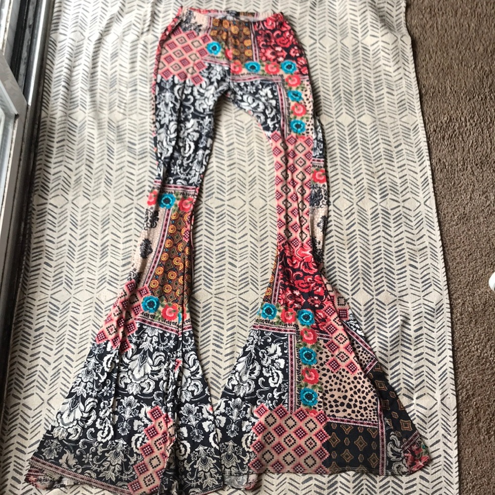 Patterned/patchwork stretch bell bottoms